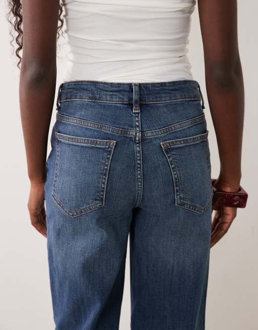 Vila Lisa jean droit taille mi-haute délavage denim bleu moyen, 5 de 5