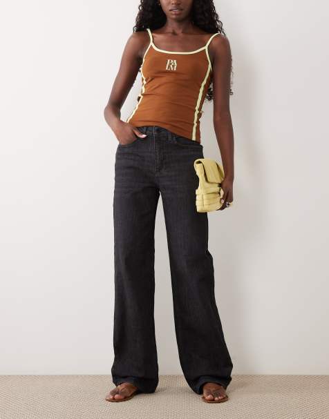 VILA – Lisa – Jeans in schwarzer Denim-Waschung mit mittelhohem Bund und geradem Schnitt - view 1