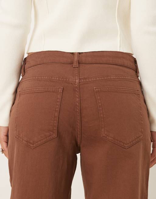 VILA – Locker geschnittene Jeans in Braun mit niedrigem Bund, 5 von 5