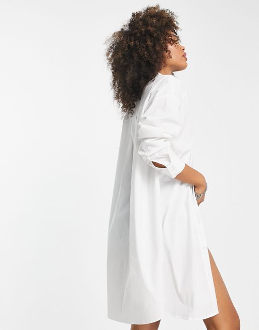Vila long line shirt with long sleeves in white