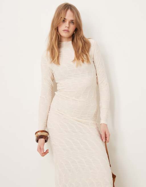 deep burgundy formal dress Beige Chiffon Long Formal Prom Evening Dress with V Neck main image 1
