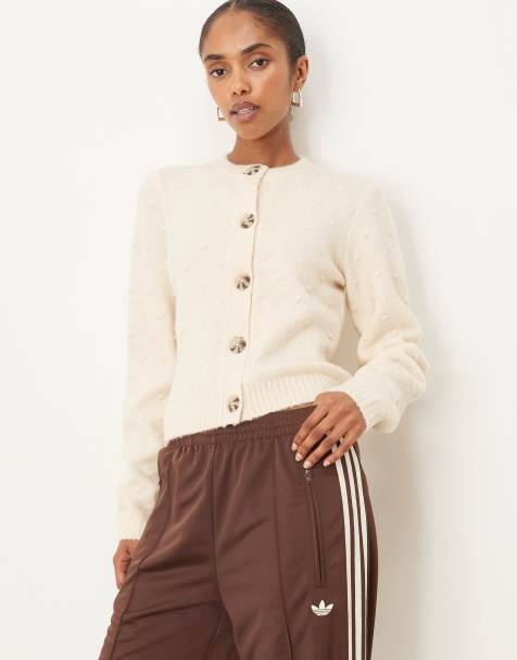 VILA long sleeve jacquard knit cardigan in cream - view 1