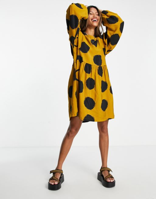 Zara yellow best sale polka dot dress