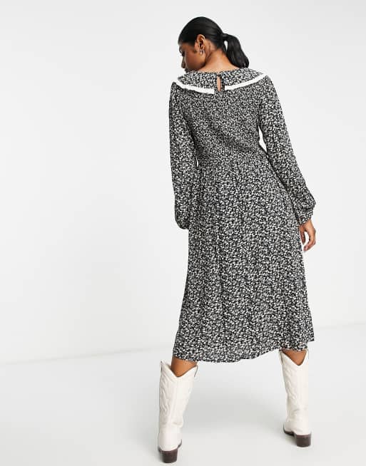 midi smock dress long sleeve Liberty London Floral Smock Dress, Long Puff Sleeves, Shirred Midi
