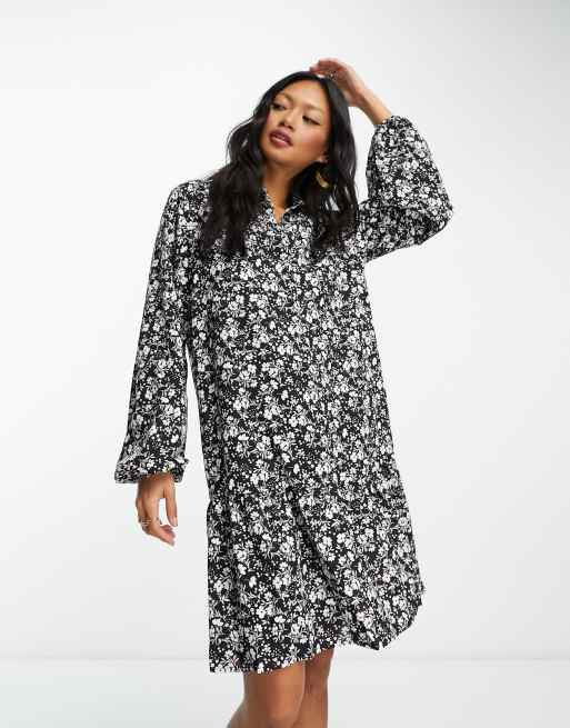 Long sleeve floral outlet shirt dress