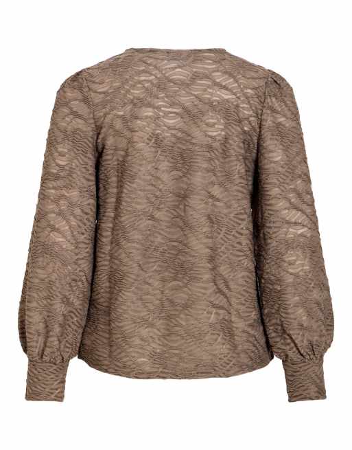 Vila Long Sleeve Round Neck Blouse with Texture, 7 of 7