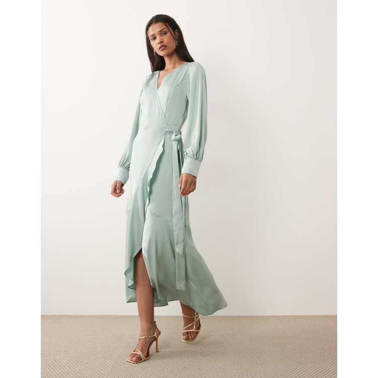 green emerald velvet dress Metallic Wrap Bodycon Dress, Light Green – Jolie Moi Wholesale main image 1