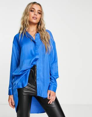 Vila long sleeve shirt in blue - ASOS Price Checker