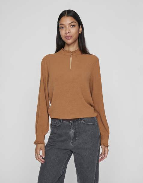 Vila Long sleeved top in argan oil - view 1