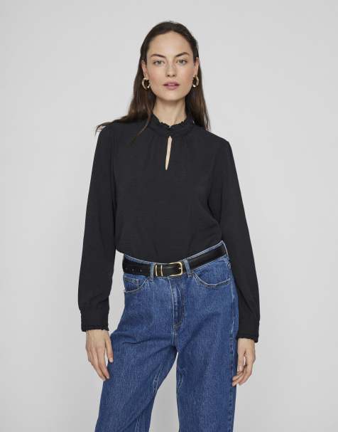 Vila Long sleeved top in black - view 1