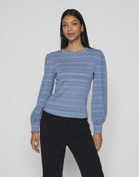 Vila Long sleeved top in coronet blue - view 1