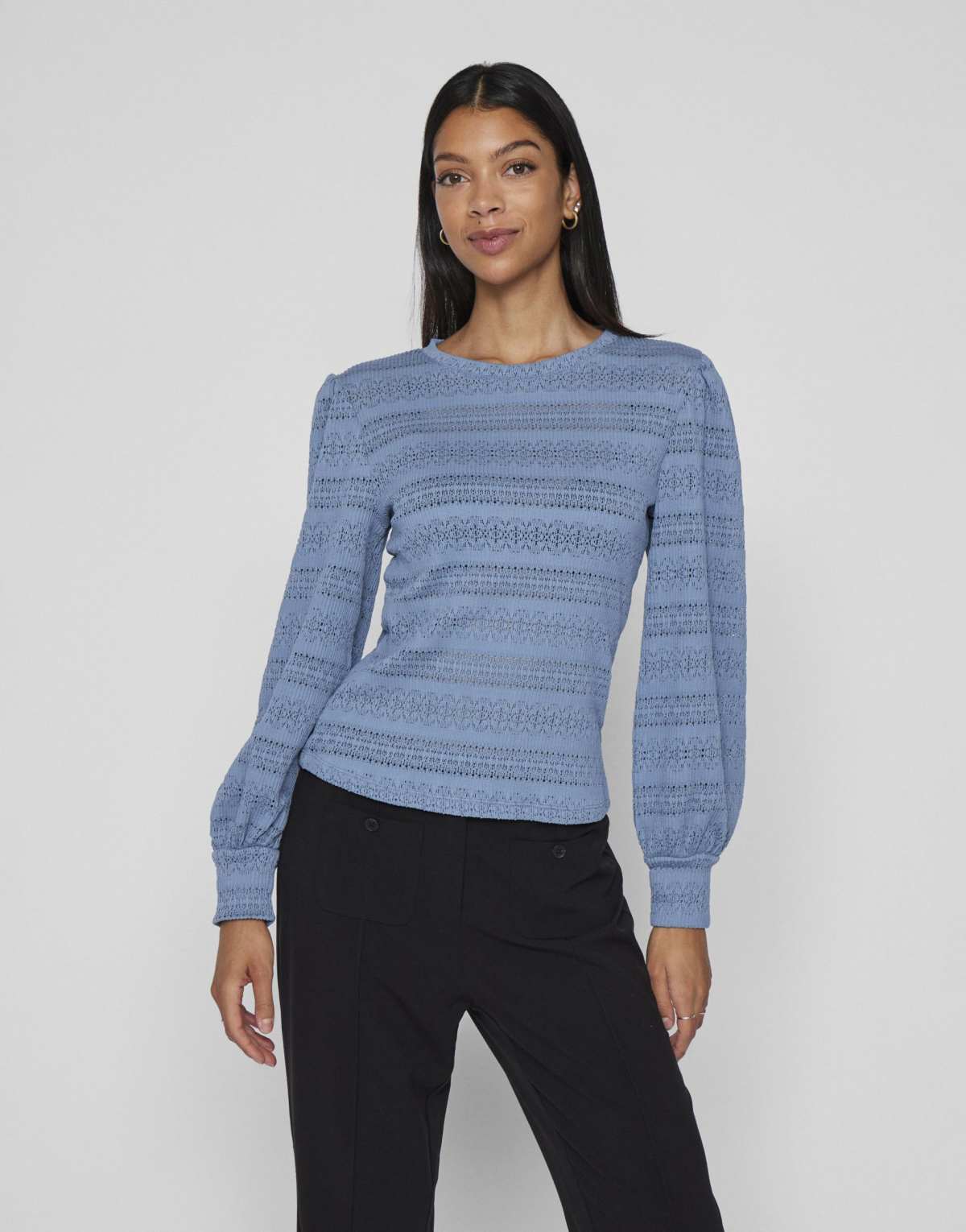 Vila Long sleeved top in coronet blue