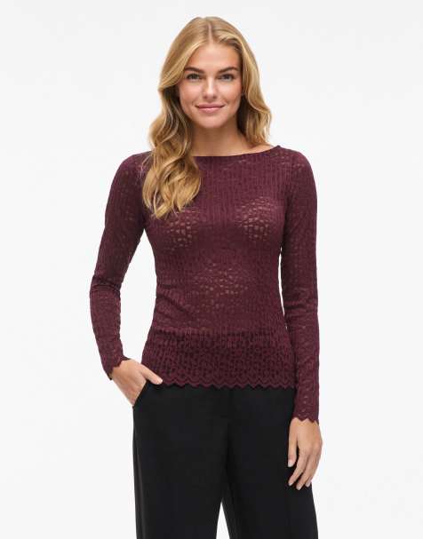 Vila Long sleeved top in fig - view 1
