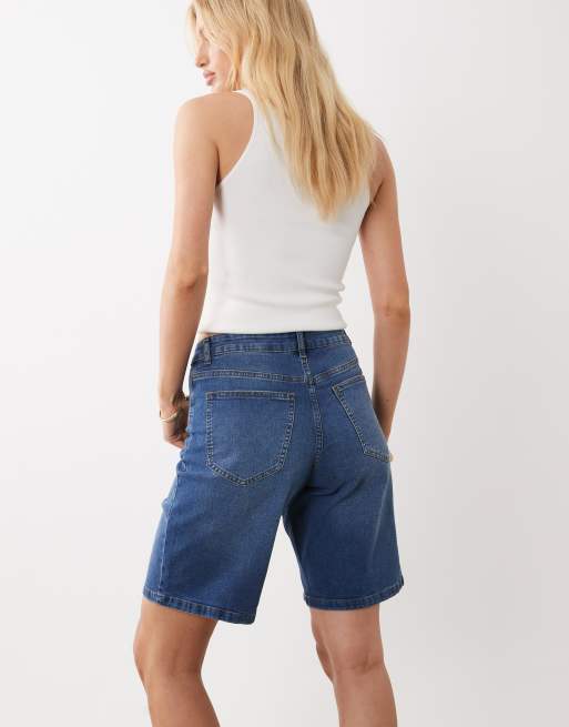 VILA – Longline-Bermudashorts aus Denim in Mittelblau , 3 von 5