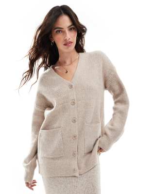 longline cardigan in cream-White