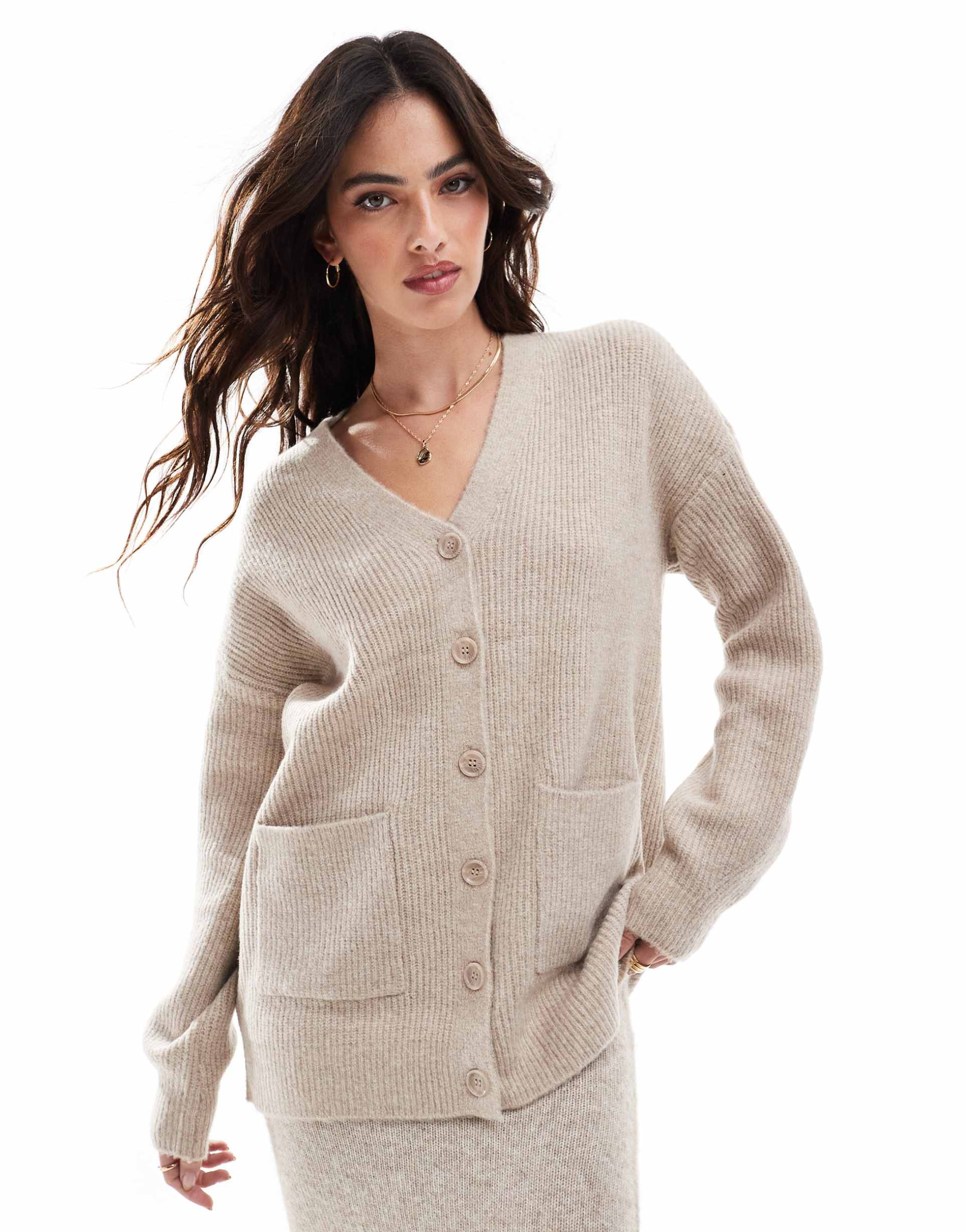 vila longline cardigan in cream