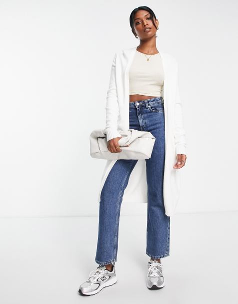 Vila longline knitted cardigan in white - view 1