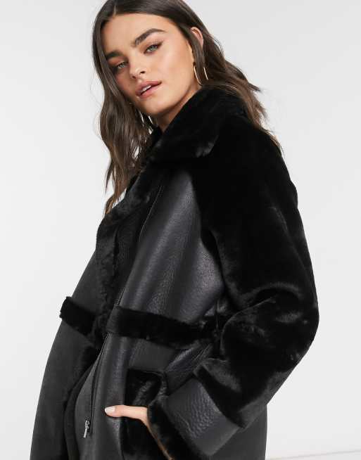 Vila faux fur clearance coat