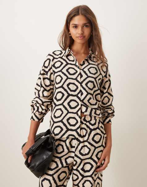 Vila longsleeve shirt co-ord in abstract print - view 1