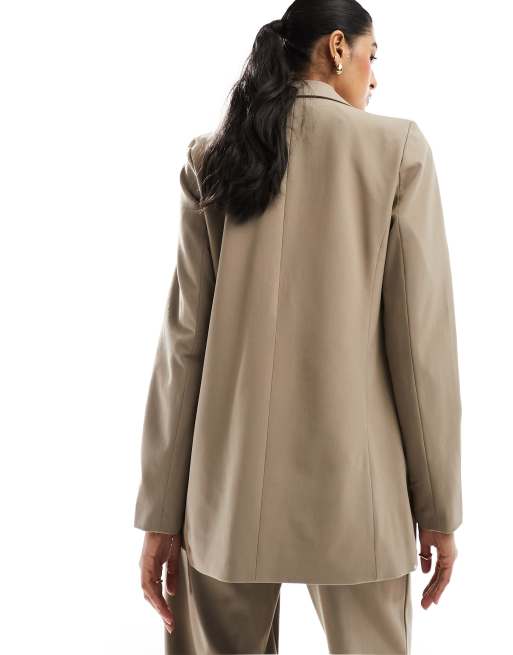 Vila - Losse blazer met lange pasvorm in bruin, deel van co-ord set, 4 van 4