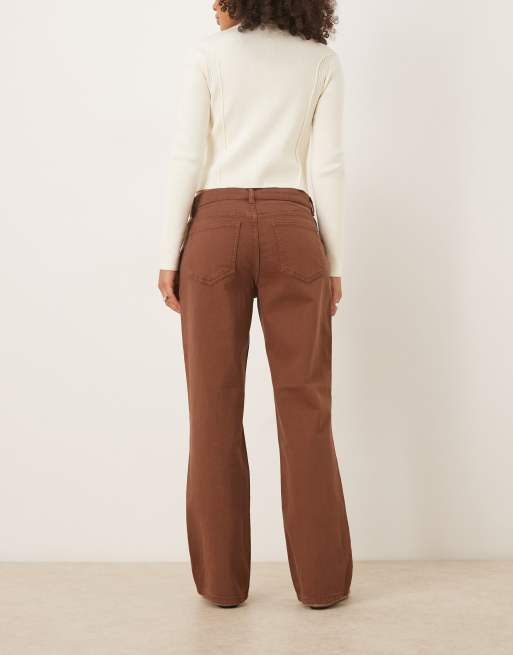 Vila low waisted relaxed jeans in brown, 3 of 5