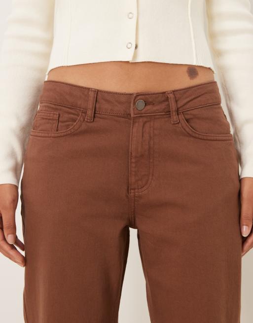 Vila low waisted relaxed jeans in brown, 4 of 5