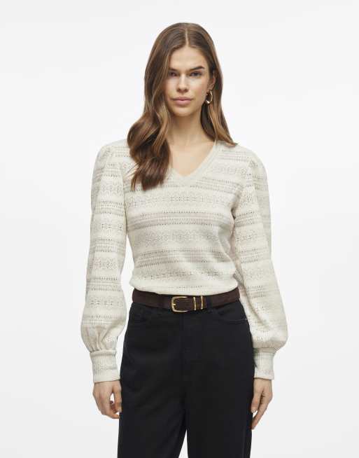 Vila - Lys beige langærmet top