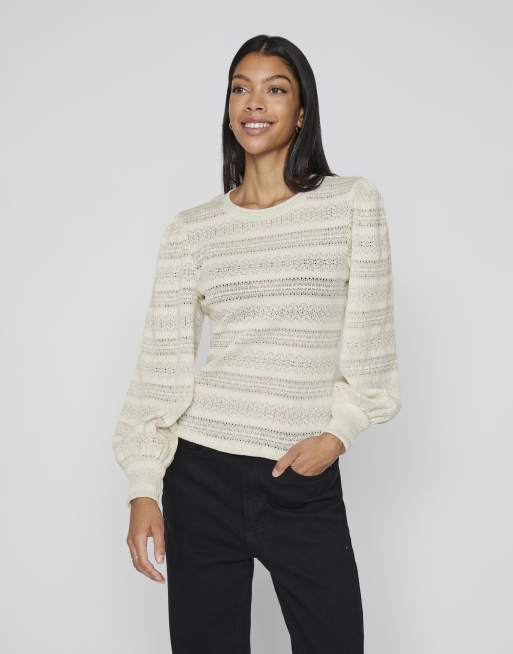 Vila - Lys beige langærmet top
