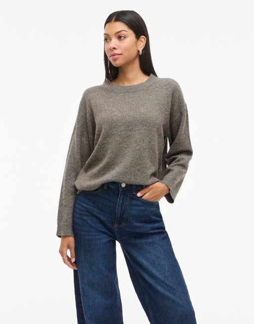 Vila - Maglione lavorato oversize color falco