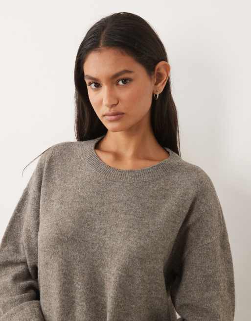 Vila - Maglione oversize lavorato a maglia color falco mélange, 3 di 4