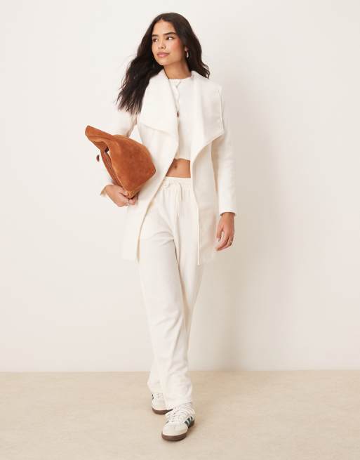 VILA - Manteau ceinturé effet cascade - Bouleau crème, 2 de 4
