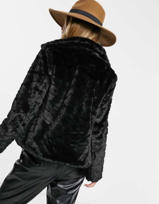 Vila - Manteau en fausse fourrure - Noir, 2 de 4