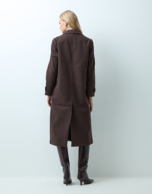 Vila manteau long habillé marron chocolat, 2 de 4
