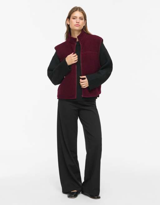 Vila Marlon teddy bodywarmer met hoge hals in paars, 3 van 7