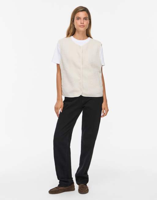 Vila Marlon teddybodywarmer met ronde hals in wit, 3 van 6