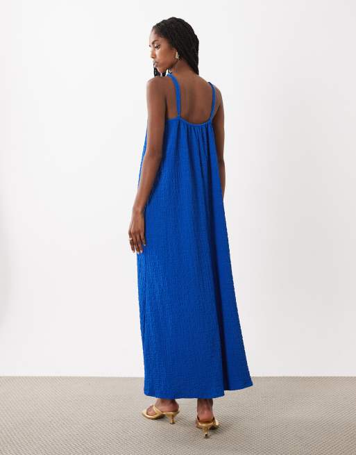 VILA - Maxi cami-jurk van getextureerde jersey in kobaltblauw, 4 van 4