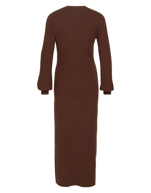 Vila Maxi dress in coffee bean1, 6 of 6