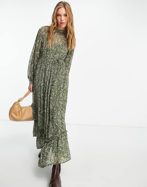 Vila maxi dress with tie waist in paisley print ASOS