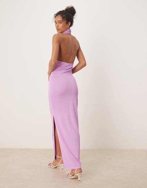 Vila - Maxi jurk met textuur en gedrapeerde halslijn in violet - view 1