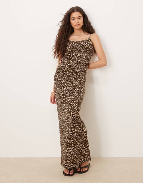 VILA - Maxi jurk van jersey met camibandjes in luipaardprint - view 1