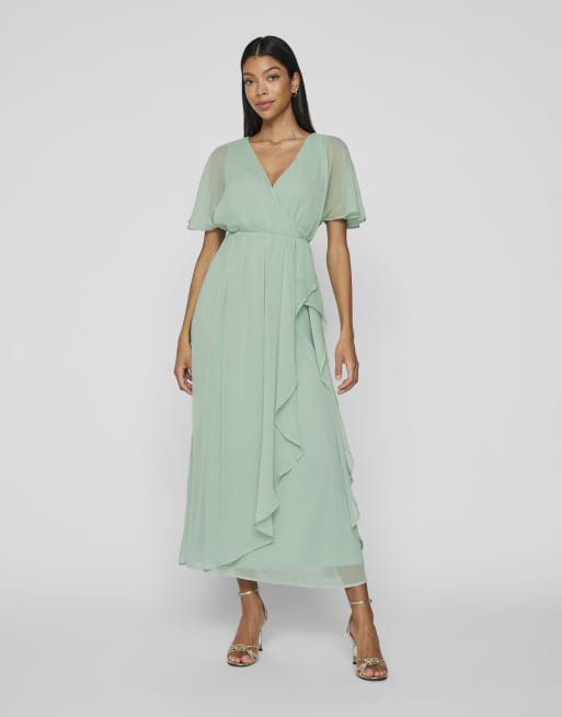 Vila – Maxikleid in Lehmgrün