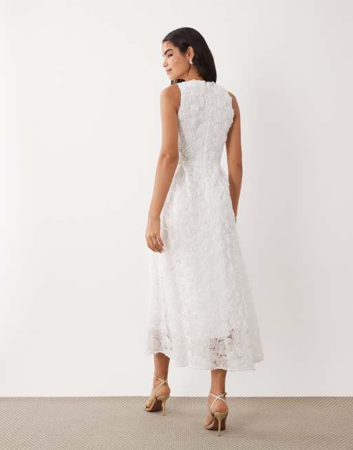 VILA – Maxikleid in Weiß mit Jacquard-Blumenmuster, 2 von 4