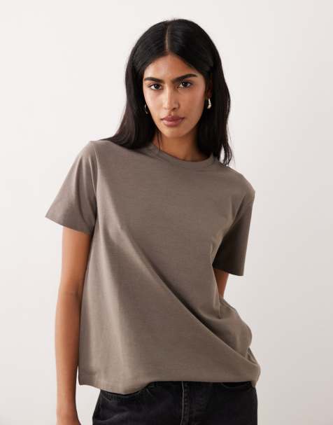 VILA - Meleret falkebrun oversized T-shirt i boyfriend-pasform - view 1