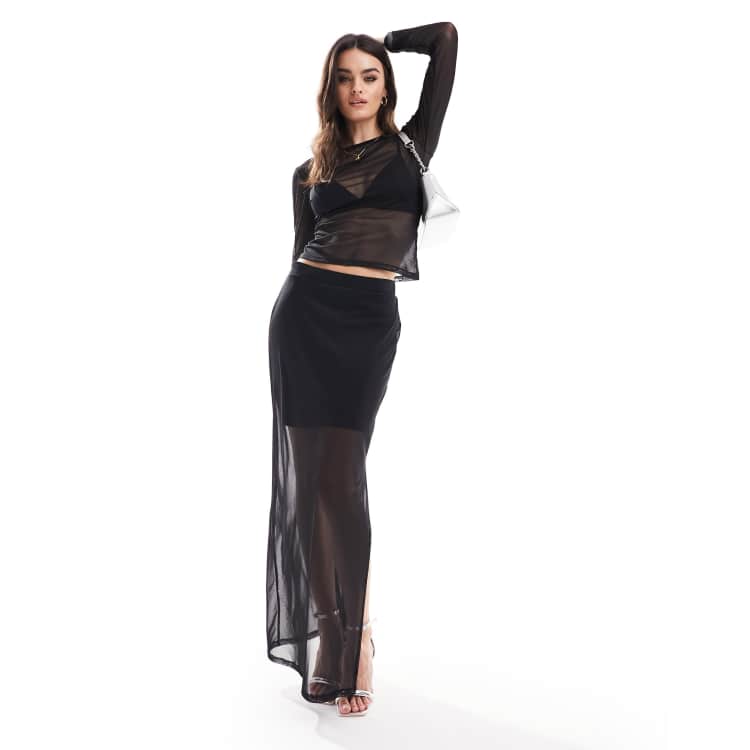 multi mesh skirt / brown