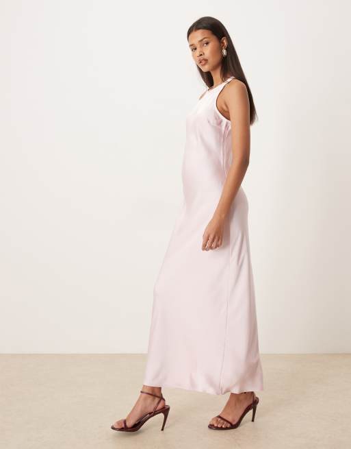 VILA – Midaxi-Kleid aus Satin in Kirschblütenrosa mit Ringerrücken, 3 von 4