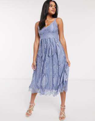 asos blue lace dress