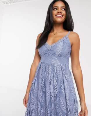 blue lace cami dress