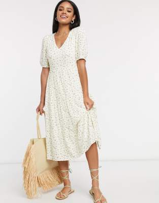 Vila midi dress in soft floral | ASOS