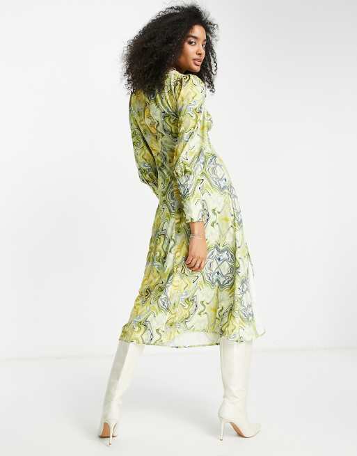 ASOS Design Edition shops Marble Print Long Sleeve Midi Dress Size 6