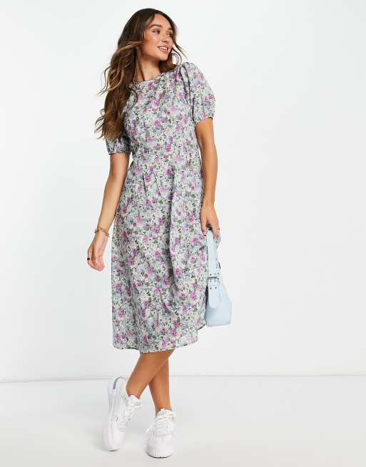 Vila floral best sale midi dress